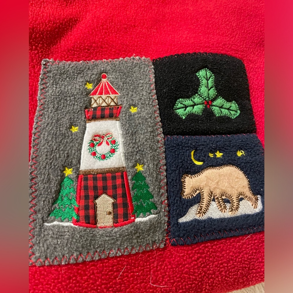 NWOT Vintage Christmas Lighthouse Fleece Grandma Sweater - Picture 2 of 4